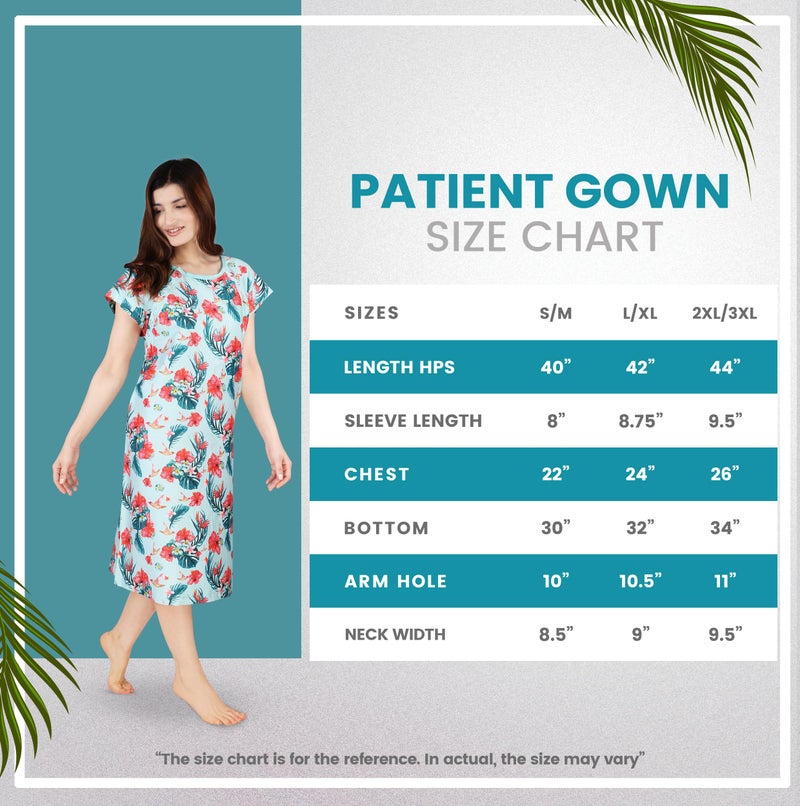 Utopia Care Women's Hospital Gown Soft Comfortable and Stylish Patient Gown, Small-Medium, Floral Blue - Image 1